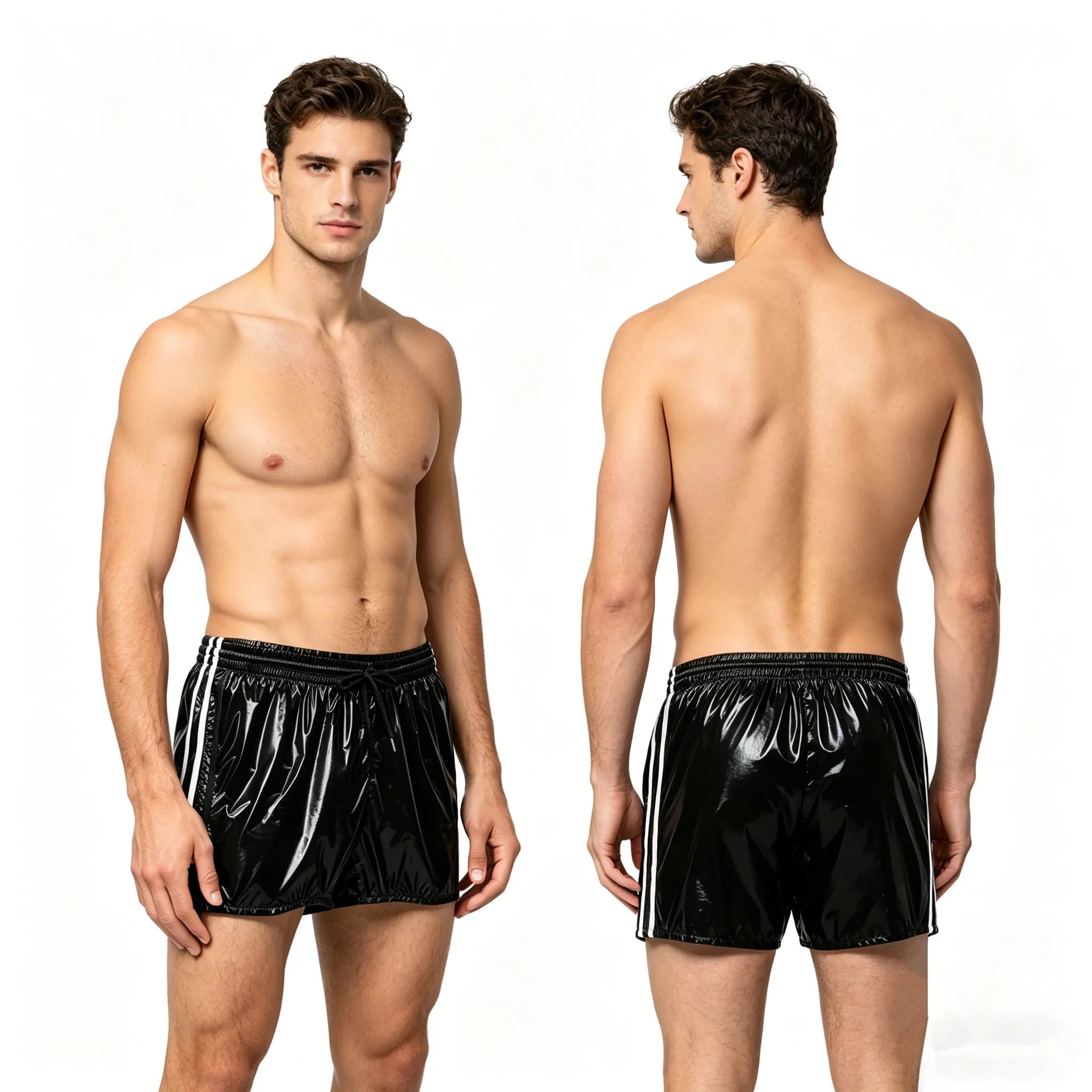 Wet look pvc footy shorts