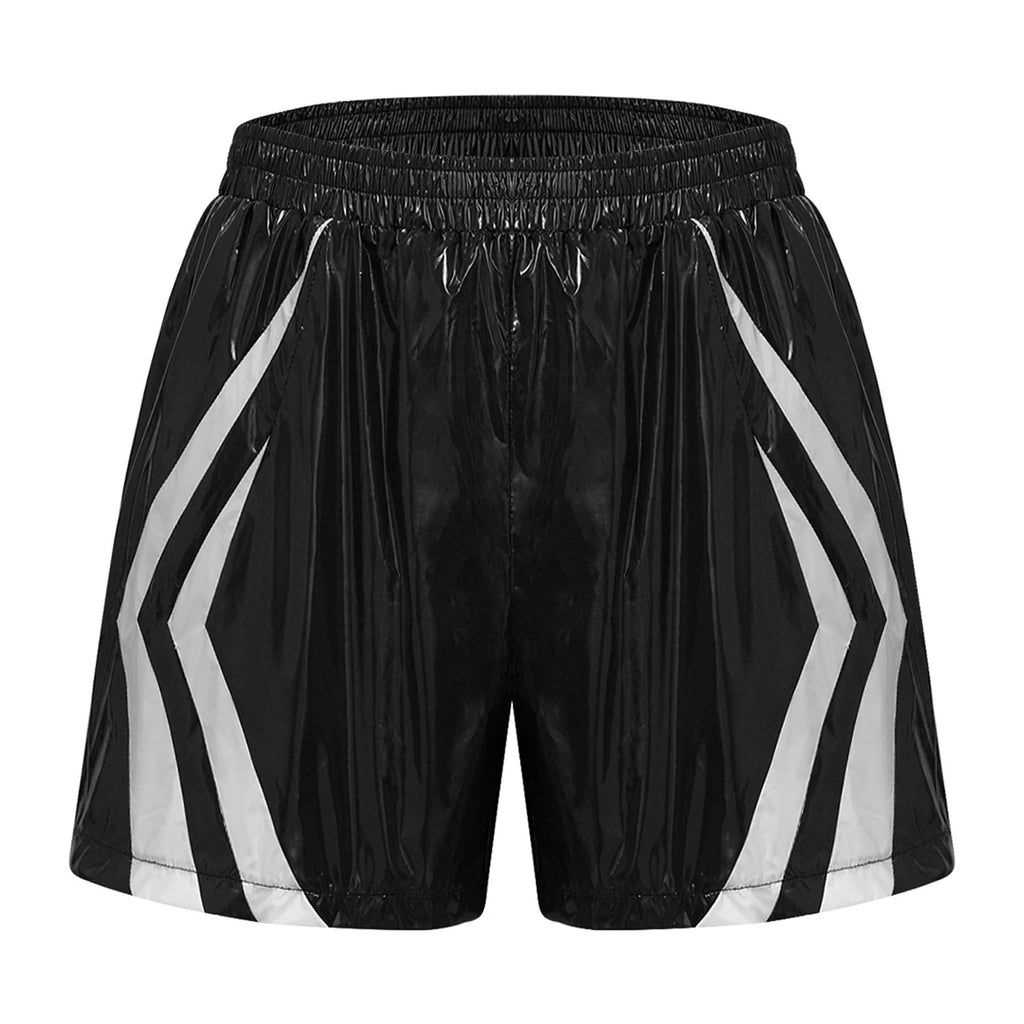 Wet look pvc footy shorts