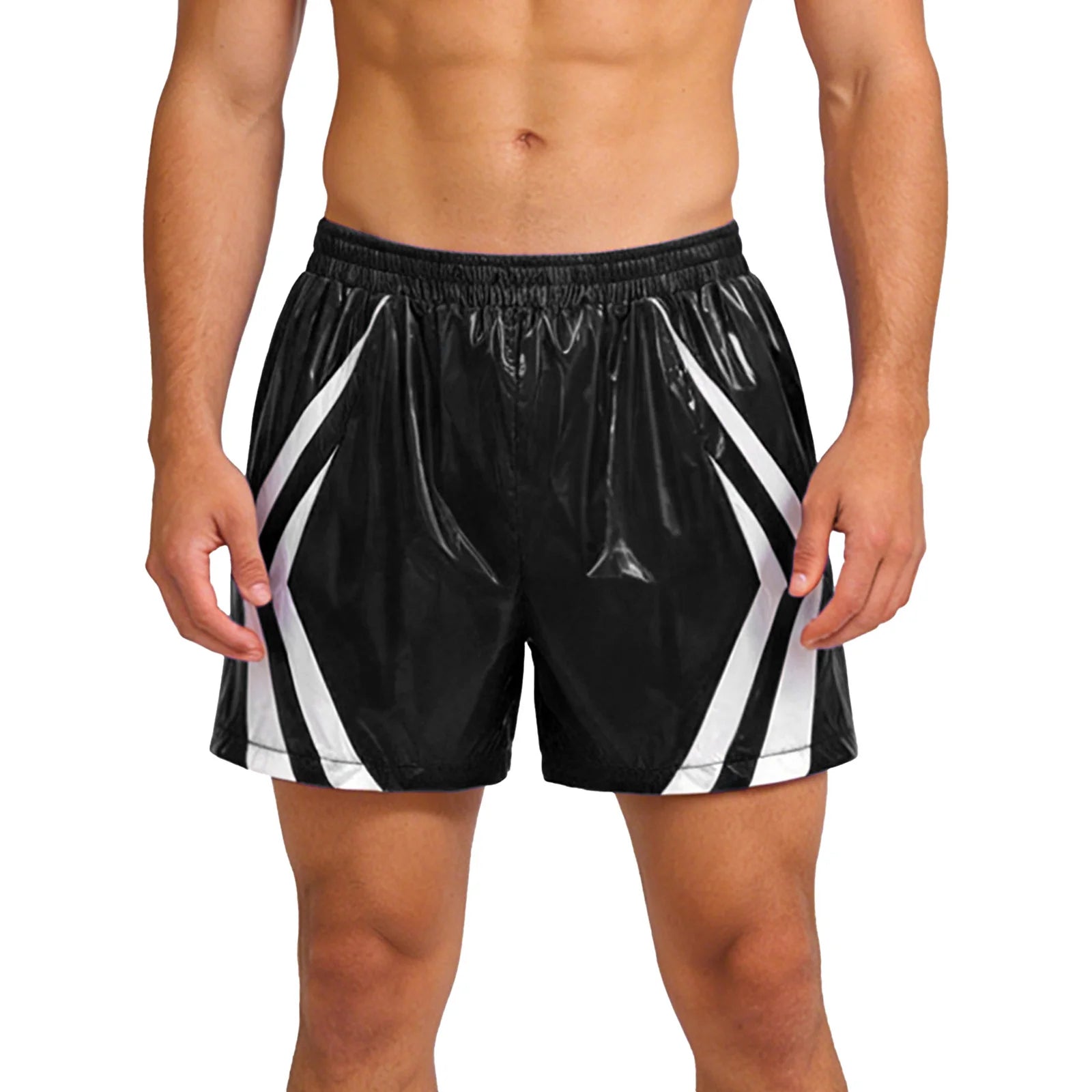 Wet look pvc footy shorts