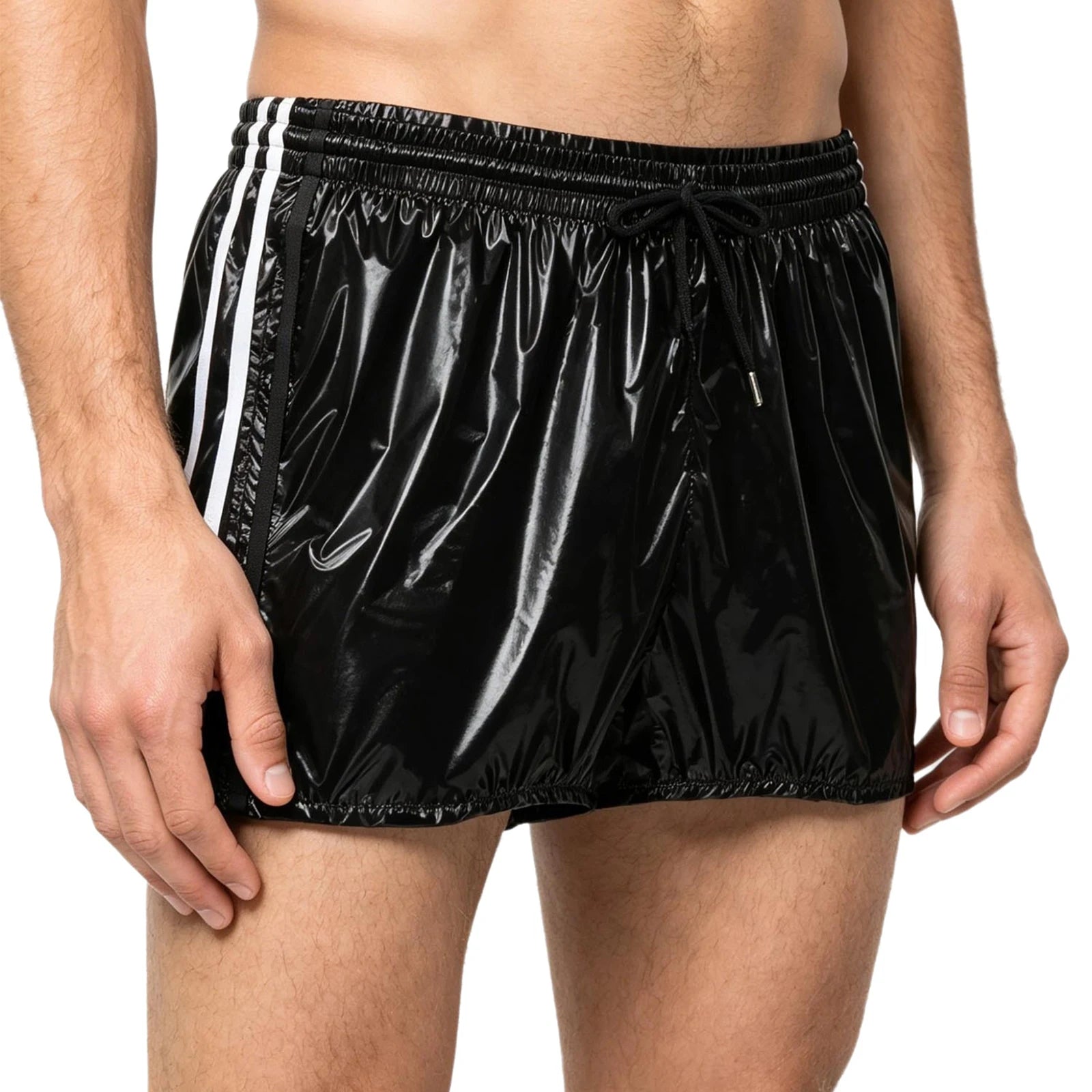 Wet look pvc footy shorts