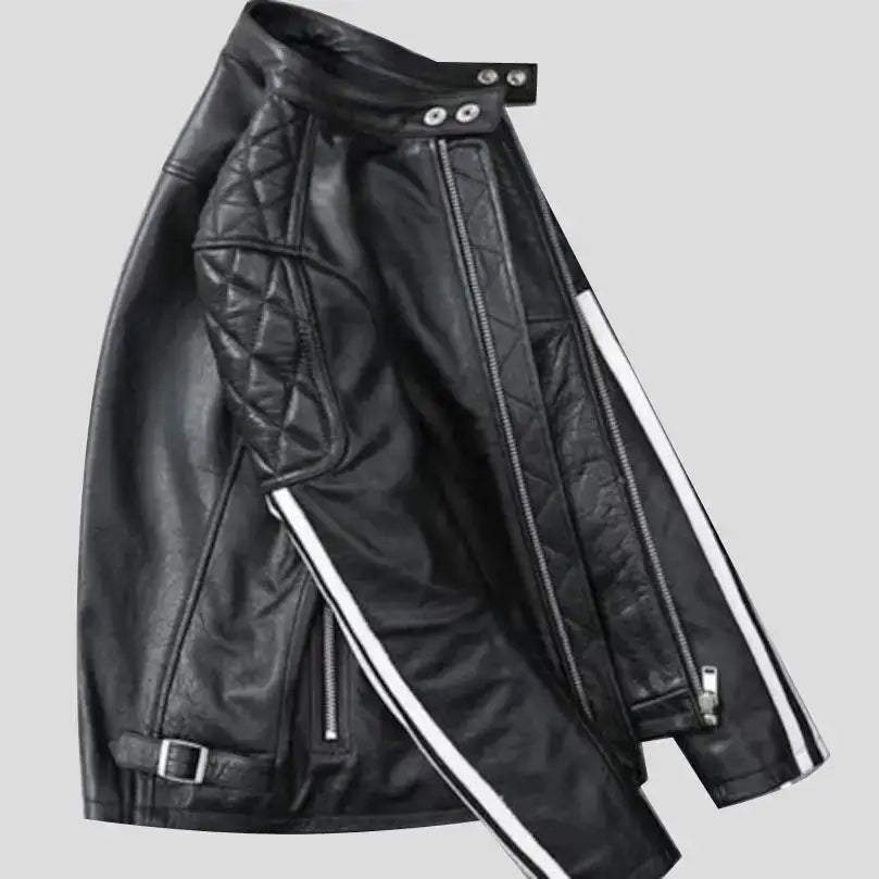 Men’s Black Quilted Leather Motorcycle Jacket