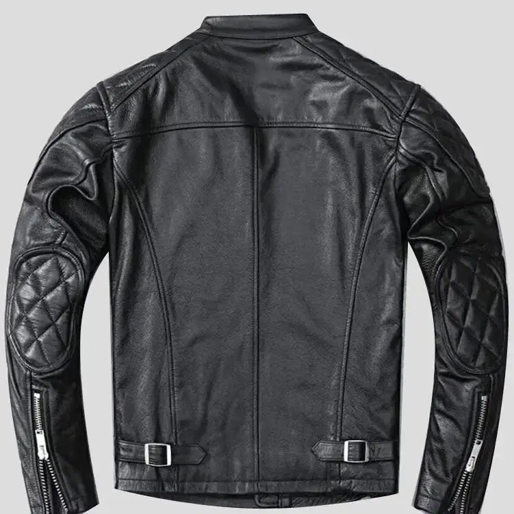 Men’s Black Quilted Leather Motorcycle Jacket