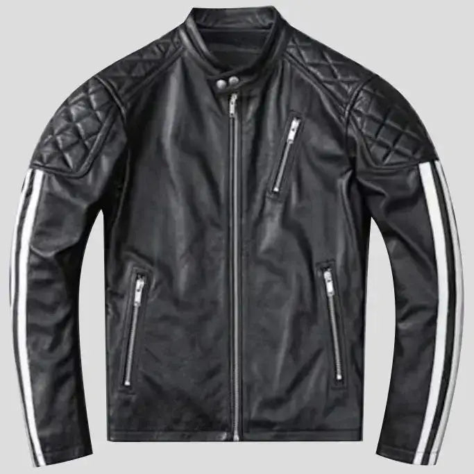 Men’s Black Quilted Leather Motorcycle Jacket