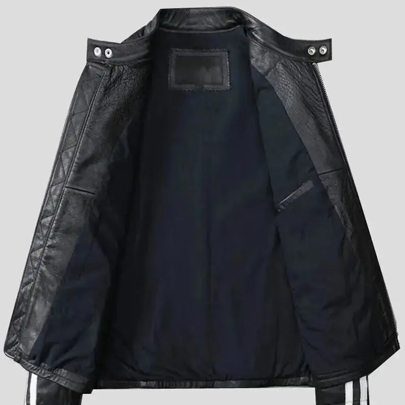 Men’s Black Quilted Leather Motorcycle Jacket